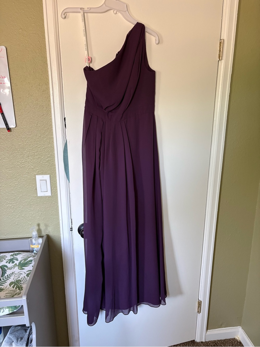 David's Bridal One-Shoulder Formal Dress in Plum